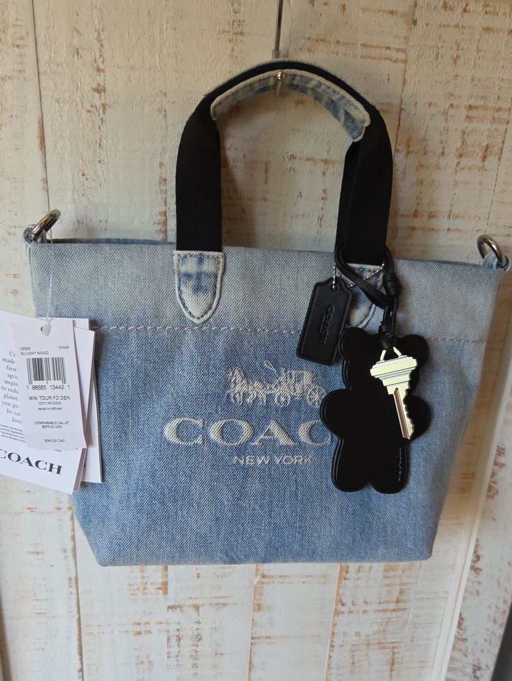 Coach Mini Tour Tote Bag In Loved Denim NWT - Picture 2 of 7